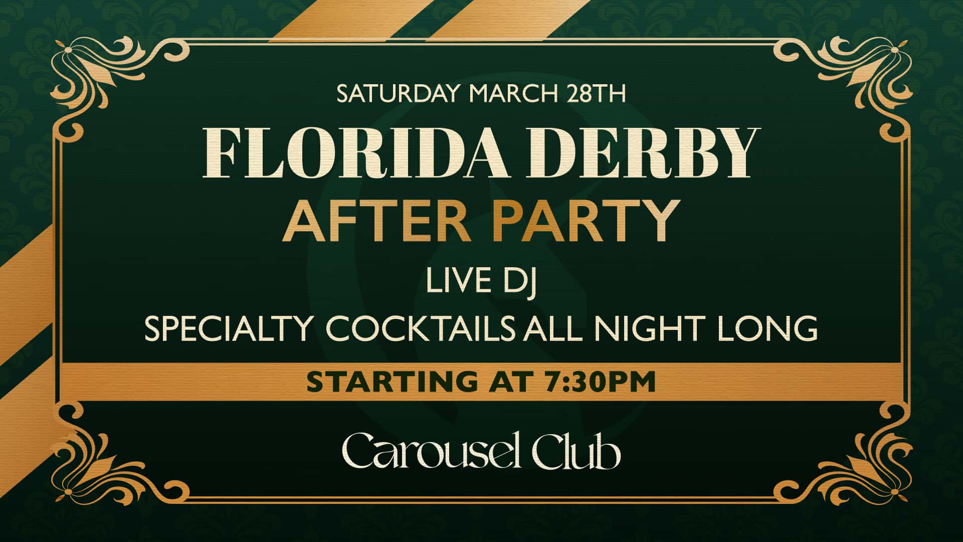 03.28 - Florida Derby After Party - Web - 1920x1080 background asset