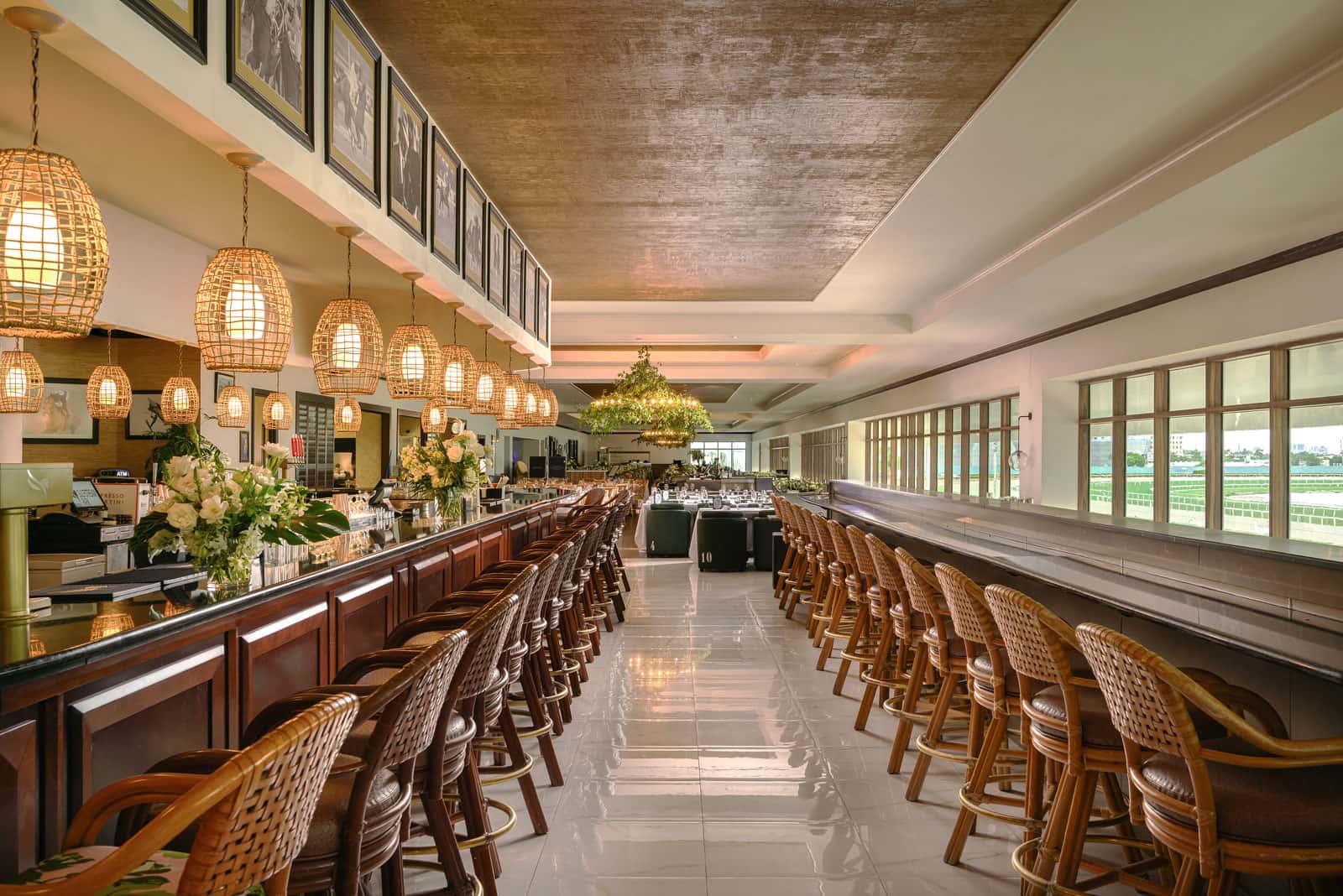 Ten Palms restaurant interior overlooking the track